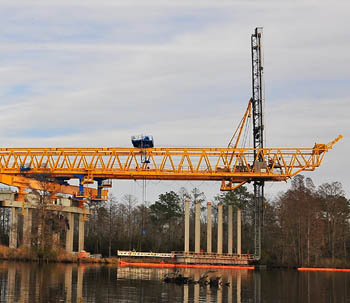 Picture of Cantilevered Beam Launching Pile Driving System